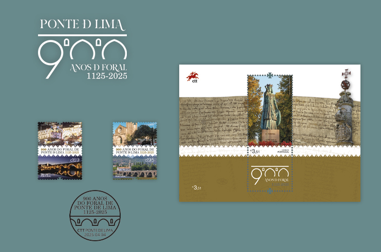 Selos- Rainha Dona Teresa empunhando uma carta ,  pelourinho de ponte de Lima e as feiras novas